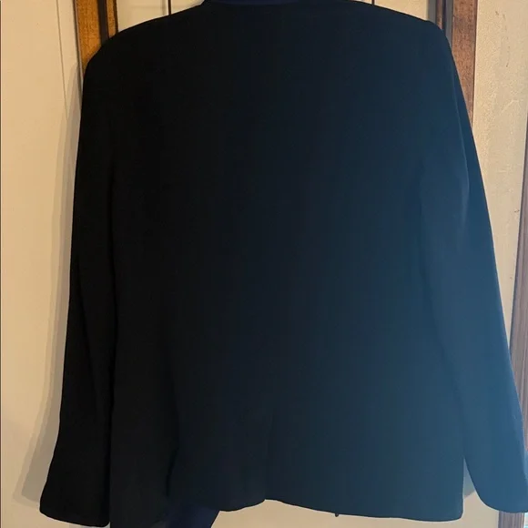 LC Lauren Conrad Open Front Black Blazer with Blue Lapel Size 12 - Picture 3 of 4